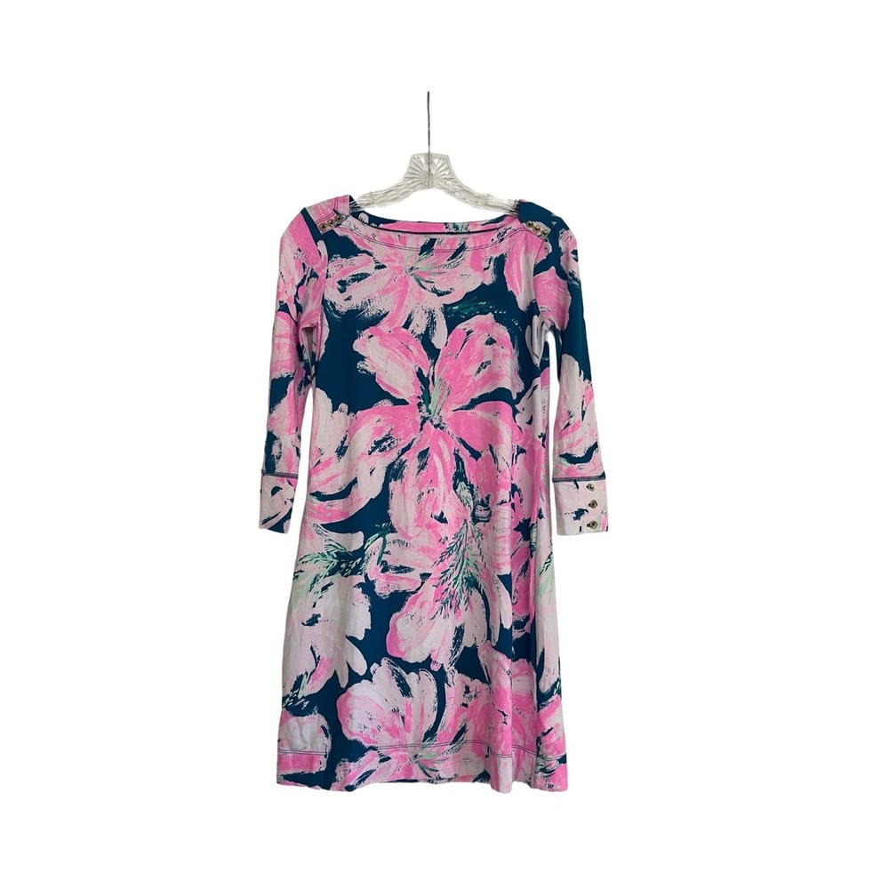 Lilly Pulitzer UPF 50+ Sophie Dress Tidal Wave Pans Garden Pink Teal Green XS